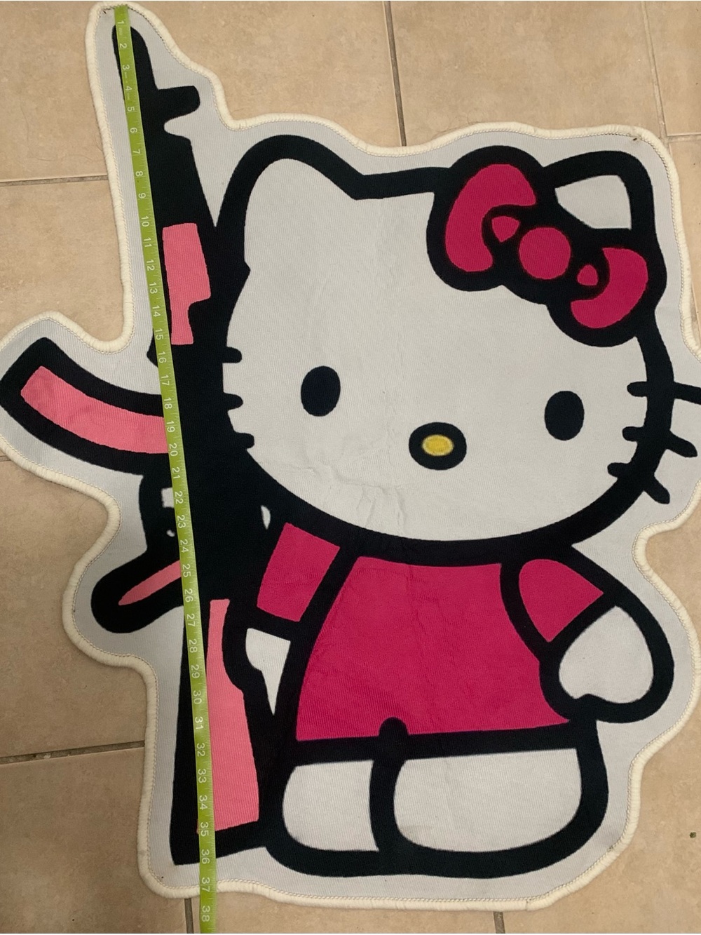 Hello Kitty White and Pink Character Rug with Black Outline - Picture 2 of 2
